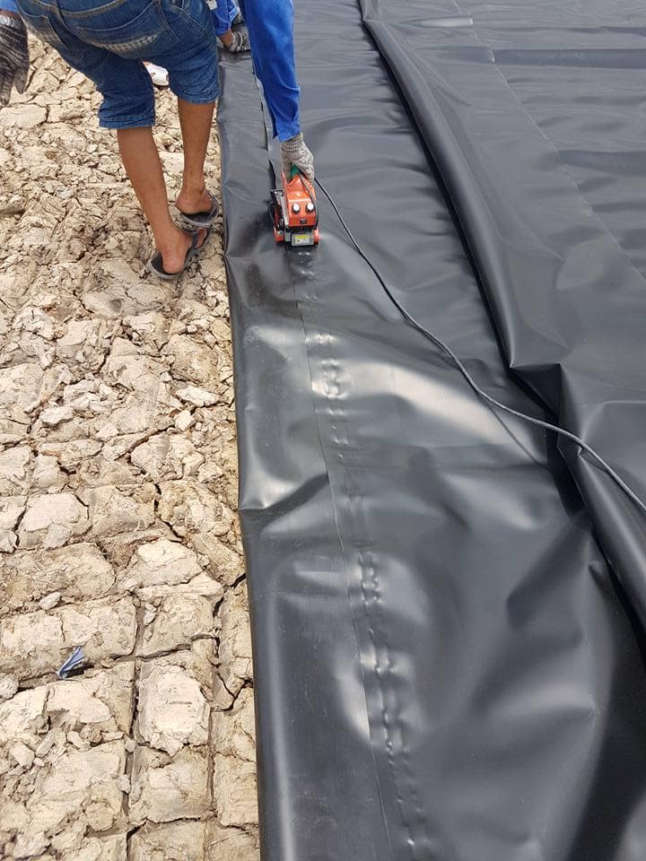 Thi công bạt lót hồ nuôi tôm